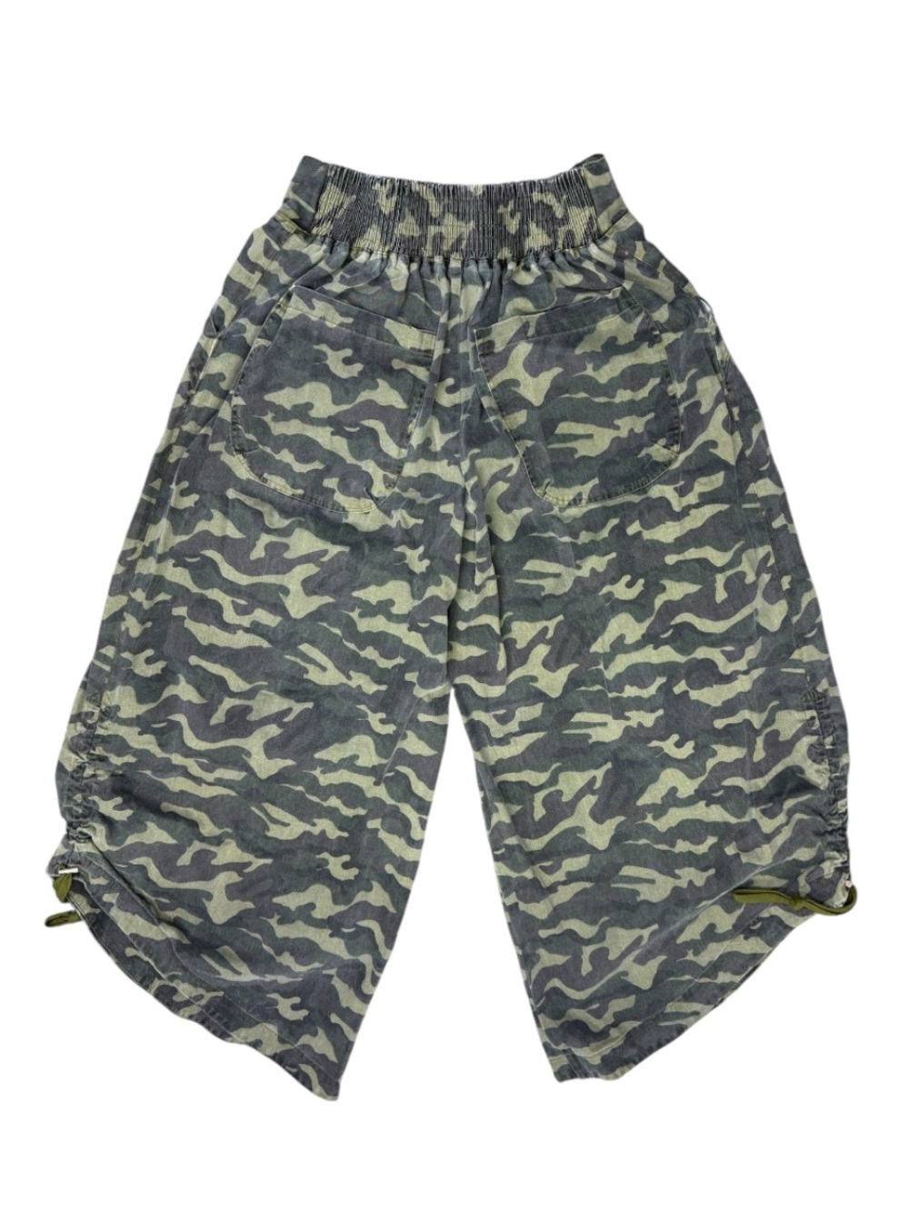 Olive Camo Wide-Leg Drawstring Pants - Picture 5 of 7